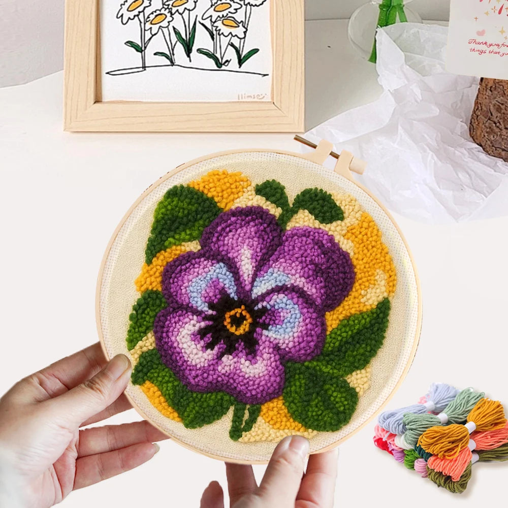 Punch Needle Embroidery Kits For Adults Butterfly Flower DIY Craft Yarns Embroidery Set for Beginner Cross Stitch Home Painting