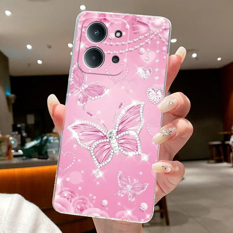 Jelly Case For Redmi 15C 4G 5G Flower Butterfly Phone Funda For Xiaomi Poco C85 4G Soft Silicone Cases Transparent TPU Cover
