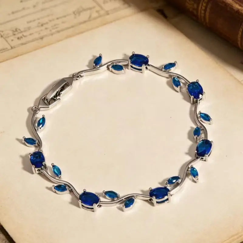 LATS Colorful Trendy Charm Sparkling Leaf Cubic Zirconia Bracelets for Women Party Wedding Fashion Jewelry Gift