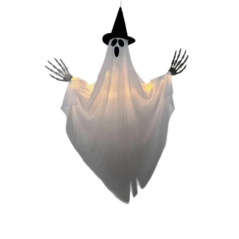 Glowing Ghost Hanging Wizard Hat Ghost Creepy Decorative Halloween Ghost Pendant Spooky Horror Ghosts Haunted House