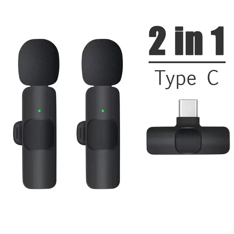 Wireless Lavalier Microphone Mini Audio Video Recording Mic for iPhone 15~17 Android Portable Live Broadcast Gaming