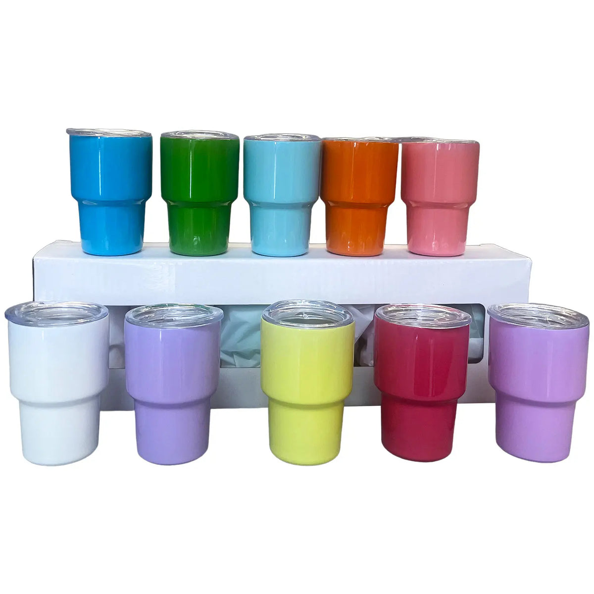 6 Pcs/SET 3oz Mini Sublimation Blanks Stainless Steel Tumbler 6 Colors Liqueur Wine Tumbler Kids Juice Milk Cup Mug with Straw