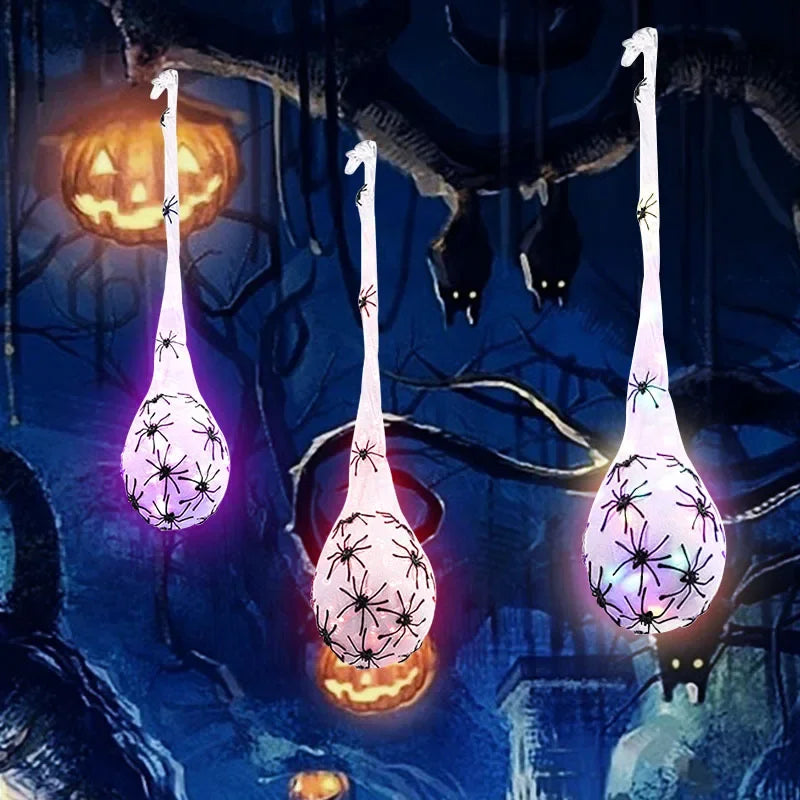 1-5PCS Hanging Light Up Spider Egg Sac Outdoor Decoration Glowing Web Egg for Halloween Party Indoor Gift Decor