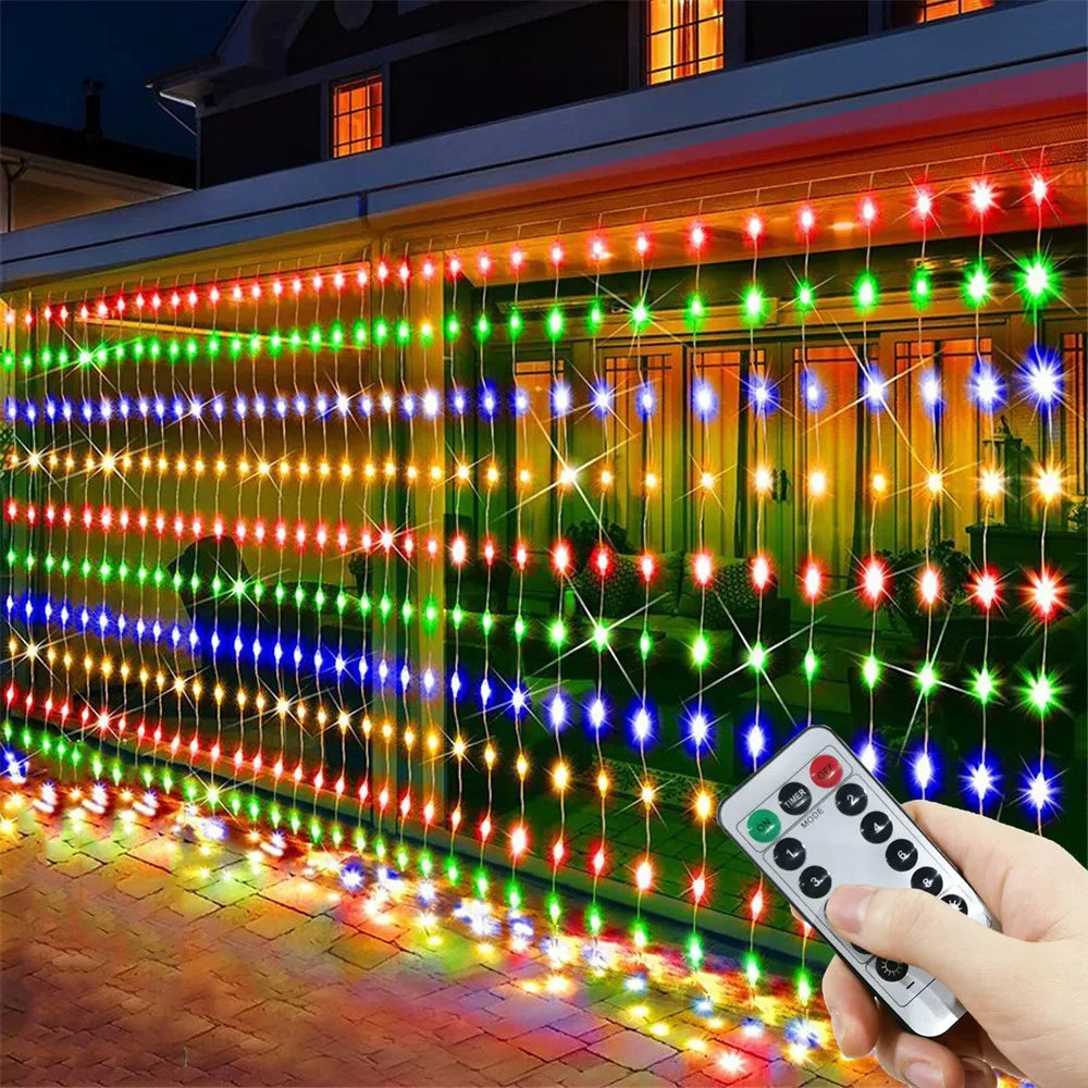 Wedding Garland Fairy Lights Outdoor 8 Mode LED USB Curtain Light String Christmas Tree Holiday Decoration Garden Light