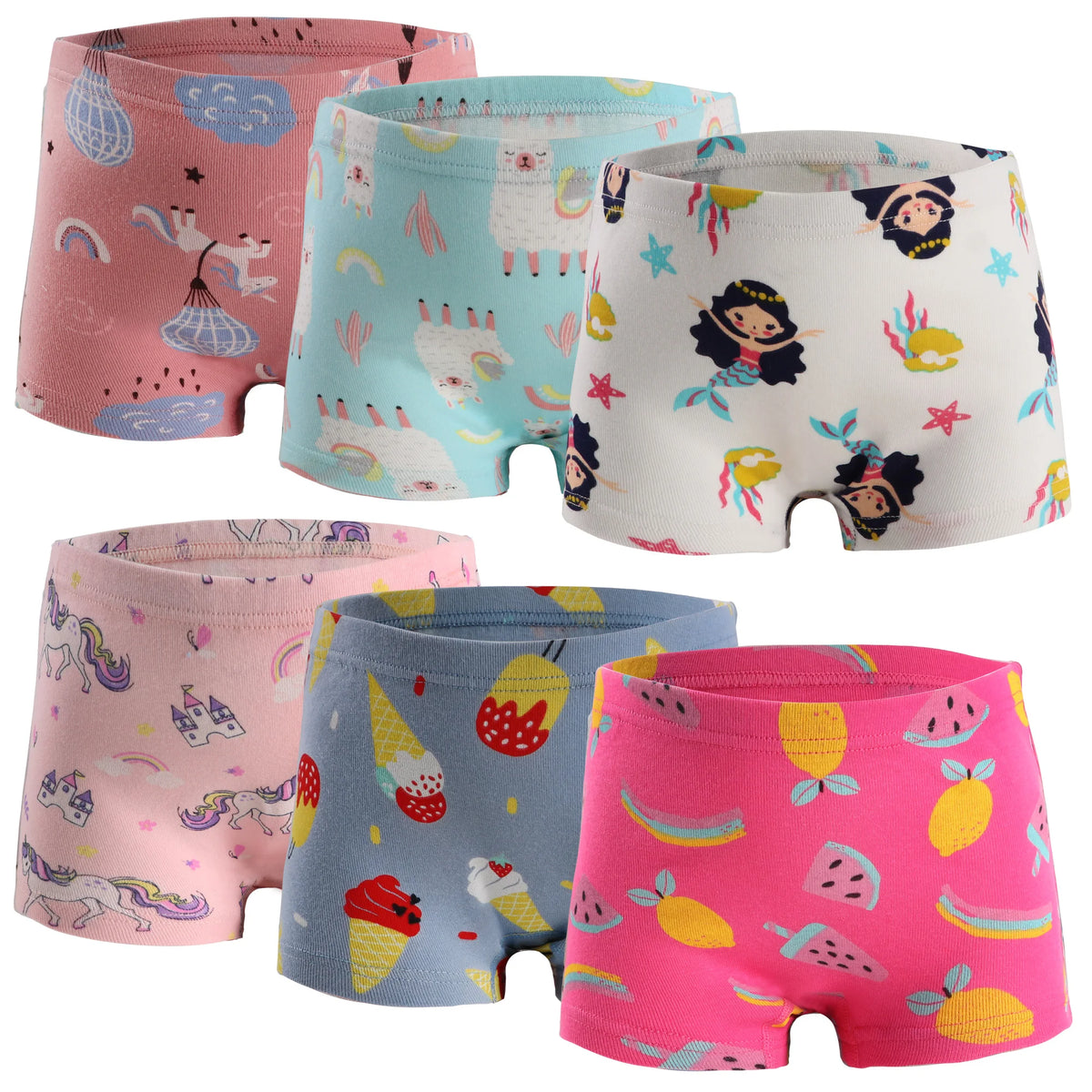 6 Pcs Kids Little Girls Underwear Toddler Baby 100% Cotton Soft Briefs Panties Cartoon Big Girls Undies 1-10 Years
