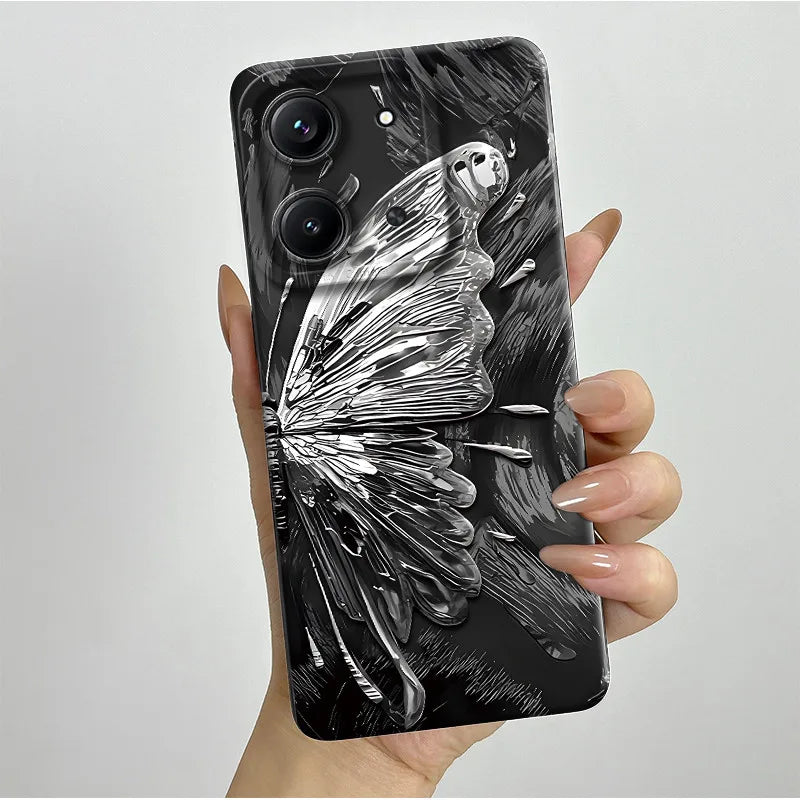 Case For Xiaomi Redmi 15C (171mm) Aesthetic Butterfly Flowers Drop-Resistant Silicone Cover For Xiaomi Poco C85 redmi 15 c Capa