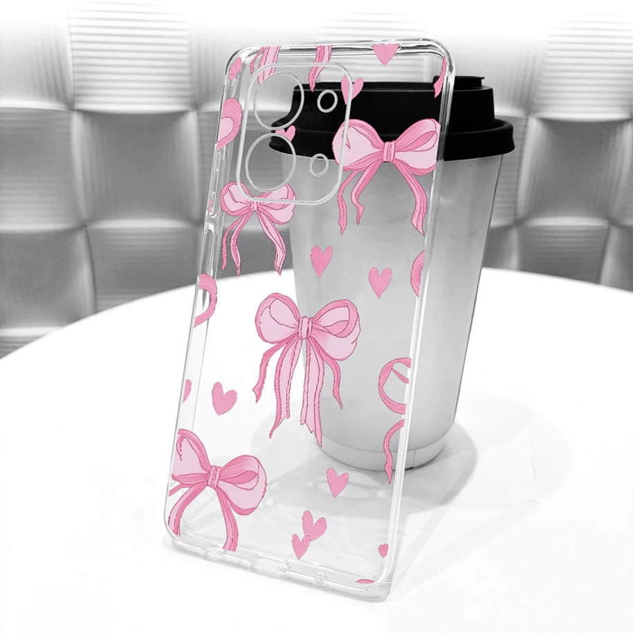 For Xiaomi Redmi 15C 5G 2025 Case Fashion Flower Bow Soft Silicone Clear Back Cover For Xiaomi Poco C85 5G Redmi15C 173MM Bumper