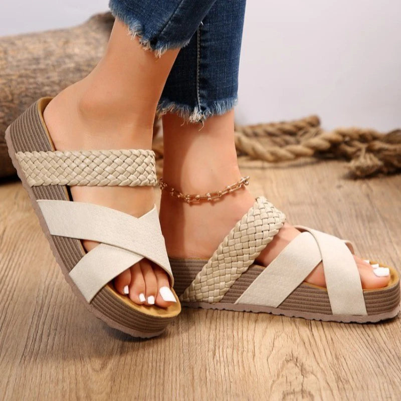 2023Flatform Cork Sandals Women Summer 2023 Non Slip Platform Clogs Slippers Female Thick Bottom Outdoor Slides Shoes Woman