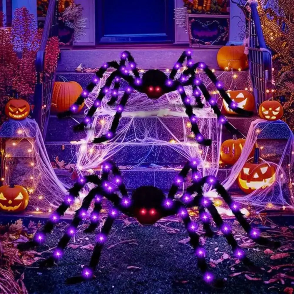 8 Modes Halloween Spider Web Lights Waterproof Glow LED Spider Net Hanging 250 LEDs Luminous Halloween Spider Haunted House