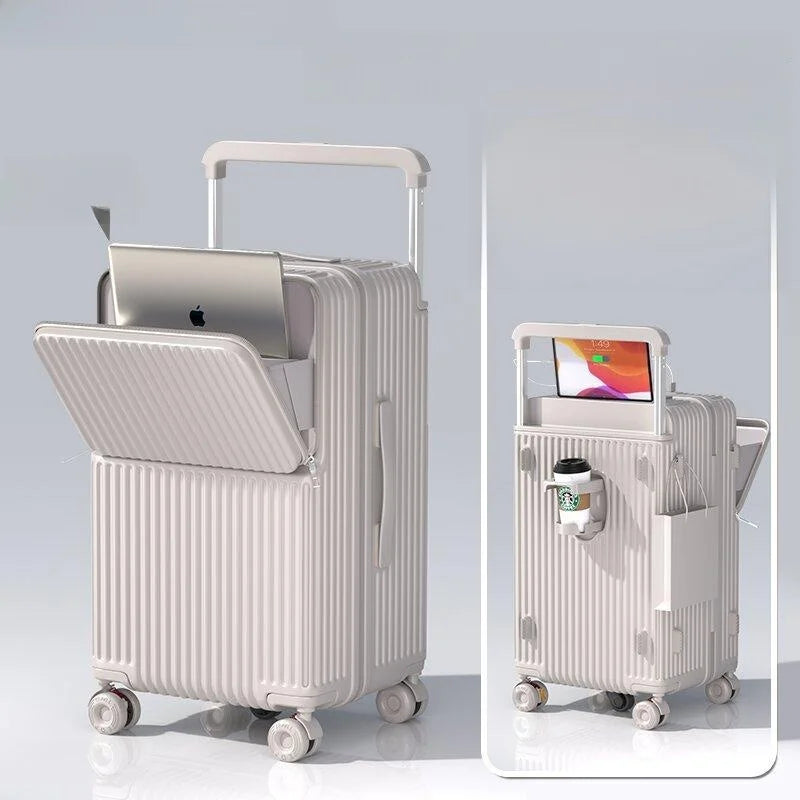 New 2026 Lightweight Durable Luggage Front Opening Carry-On Suitcase with Combination Lock Aluminum Handle for Travel And Bus...