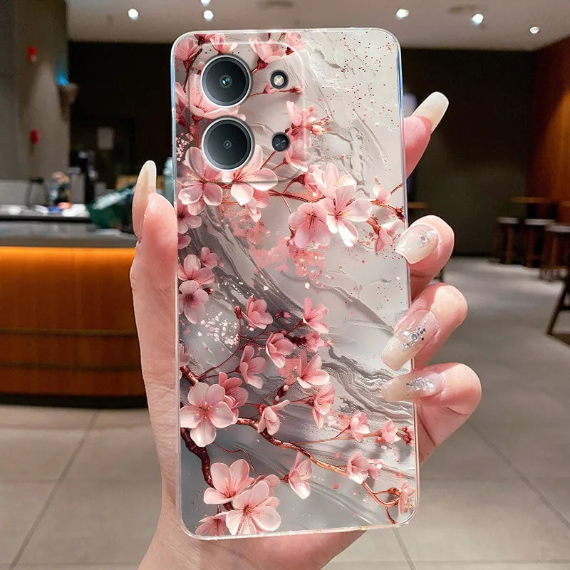 New For Redmi 15C Poco C85 4G Case Clear Luxury Fashion Butterfly Flower Soft TPU Silicone Phone Cover For Redmi15C PocoC85 Case