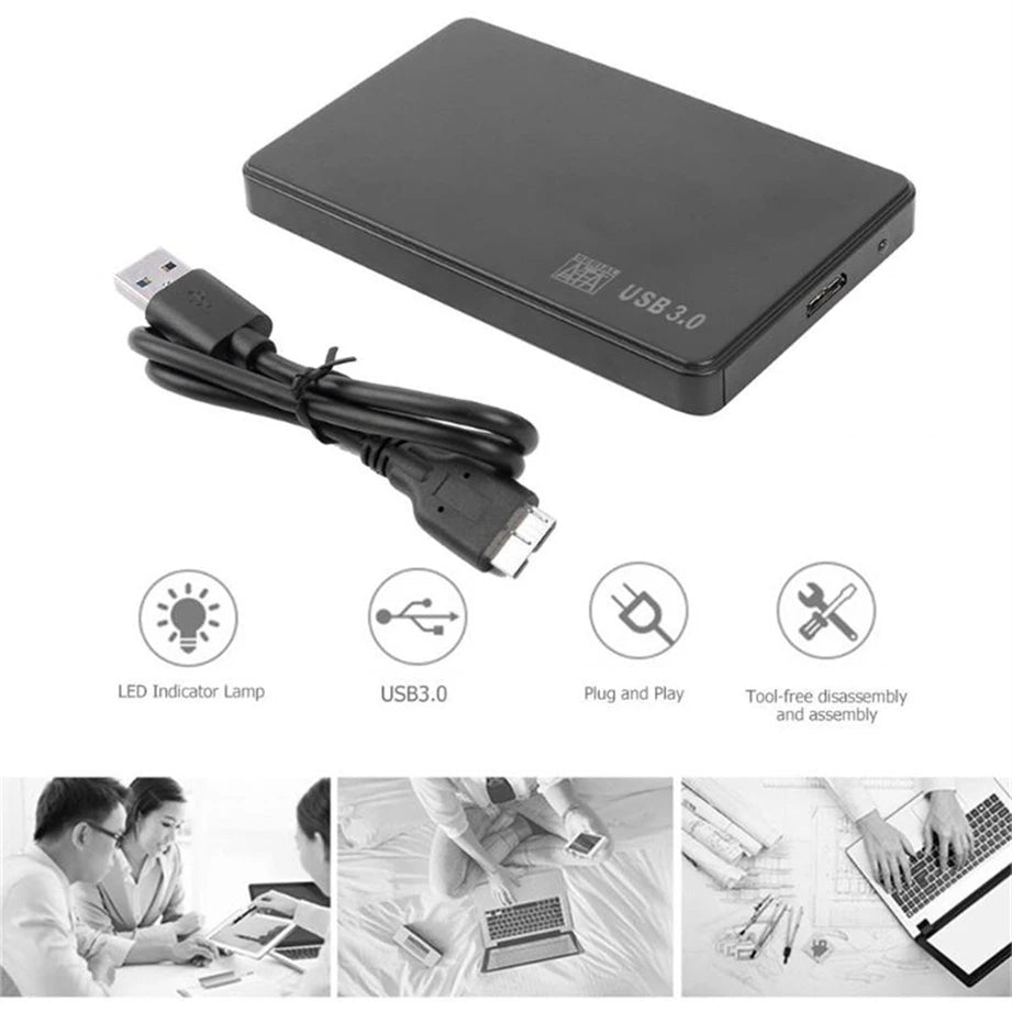USB 3.0 HDD Enclosure 2.5" SATA HDD SSD External Hard Drive Case 5Gbps High Speed External Hard Drive Disk Box for PC Laptop PS5