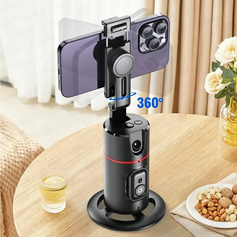 TOKQI Desktop AI Tracking Gimbal Stabilizer Phone Holder for Cellphone 360° Rotation Shooting Live Shot Vlog with Wreless Remote