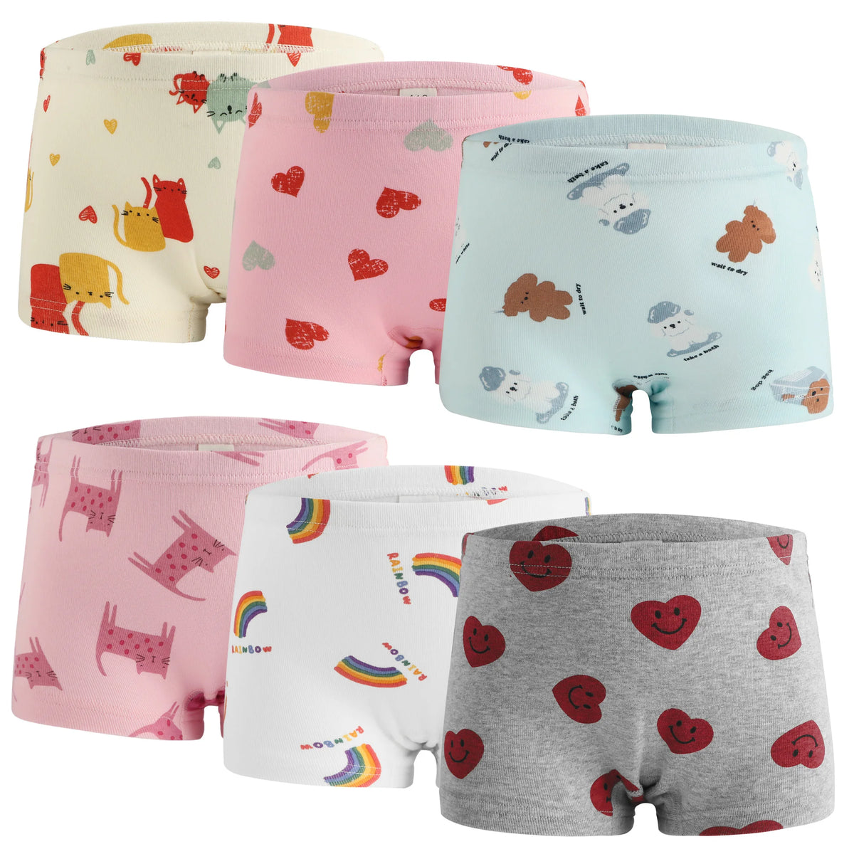 6 Pcs Kids Little Girls Underwear Toddler Baby 100% Cotton Soft Briefs Panties Cartoon Big Girls Undies 1-10 Years