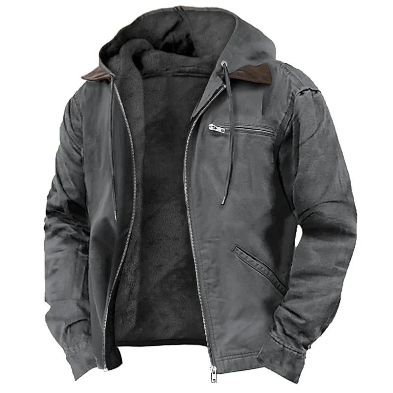 American European New Fashion Men’s Casual Trendy Solid Color Zipper Simple Cotton Padded Jacket Male Loose Coats Parkas Clothes