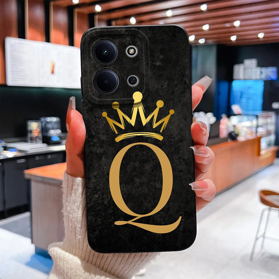 For Redmi 15C 4G 5G Couple Phone Case Fashion Crown Letters Protective Back Cover For Redmi15C Soft Smooth Liquid Silicone Funda
