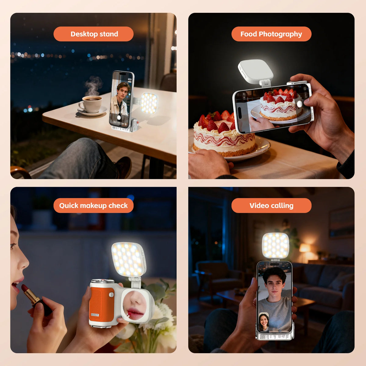 COMITOK MOCA iPhone Camera Assistant,1Click Lens Flip Shutter Grip/Detachable Charging Remote Control+Optional Fill Light/Mirror