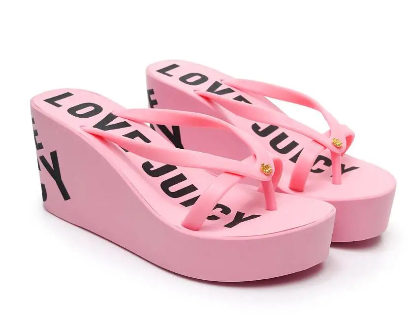 8cm 11cm Summer Wedges Flip Flops for Women Cloth Clip Toe Chunky Platform Slippers Woman Plus Size Light Non-slip Beach  Sandal