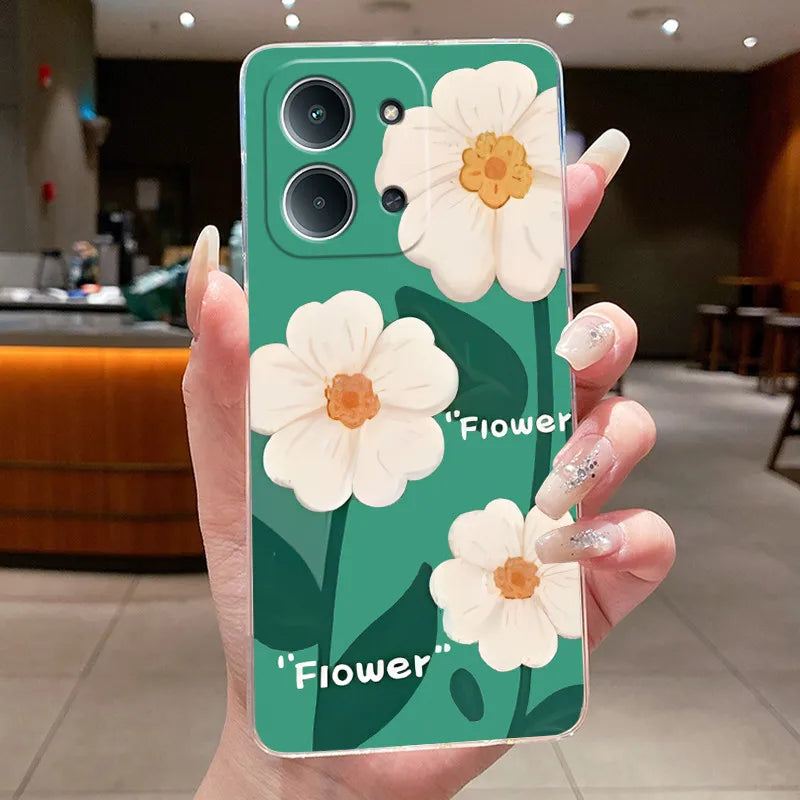 Jelly Case For Redmi 15C 4G 5G Flower Butterfly Phone Funda For Xiaomi Poco C85 4G Soft Silicone Cases Transparent TPU Cover