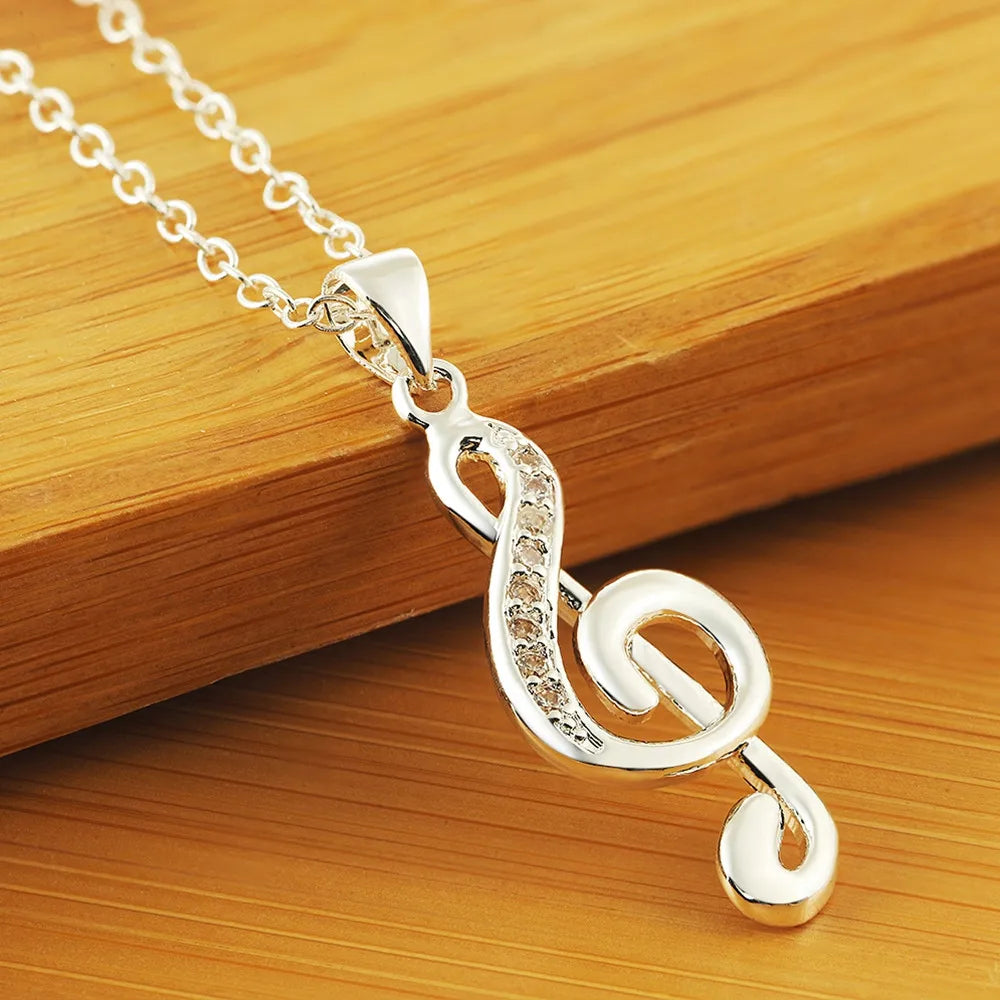 18K Gold Wedding Party Jewelry Wholesale Women Creative Music Symbol Pendant Stone Female Fashion
