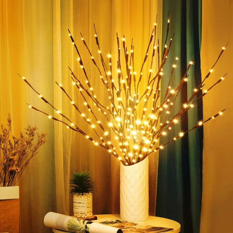 Christmas LED Tree Branch Light Garland String Lights Battery Powered Vase FilleFairy Light for Party Wedding New Year Decor