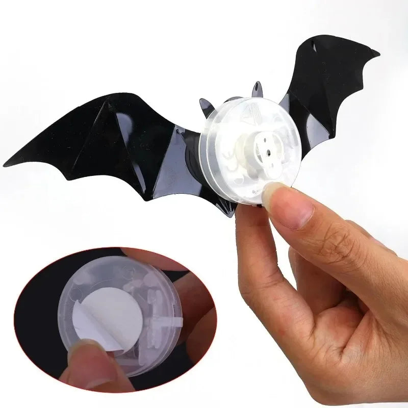 24/12pcs 3D Halloween LED Light Up Bat Glow in The Dark Self Adhesive PVC Wall Stickers Decoration Window Store Party Display