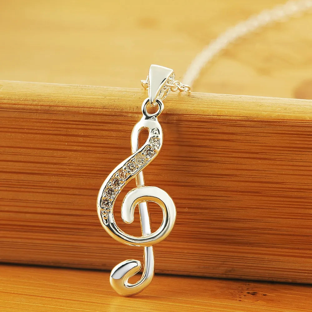 18K Gold Wedding Party Jewelry Wholesale Women Creative Music Symbol Pendant Stone Female Fashion
