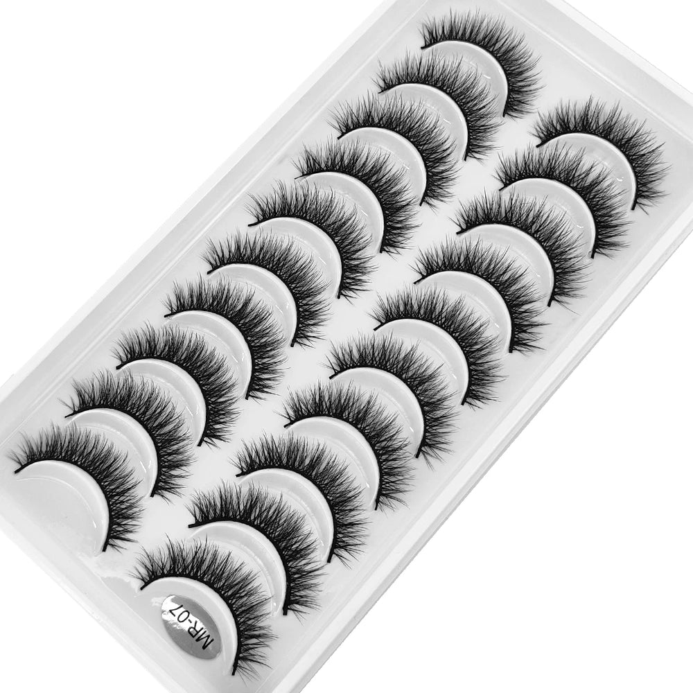 New 10 Pairs 3D Faux Mink Lashes Natural Long Soft Short Lashes Handmade Fake Lashes Makeup Tool Eyelashes Extension Maquiagem