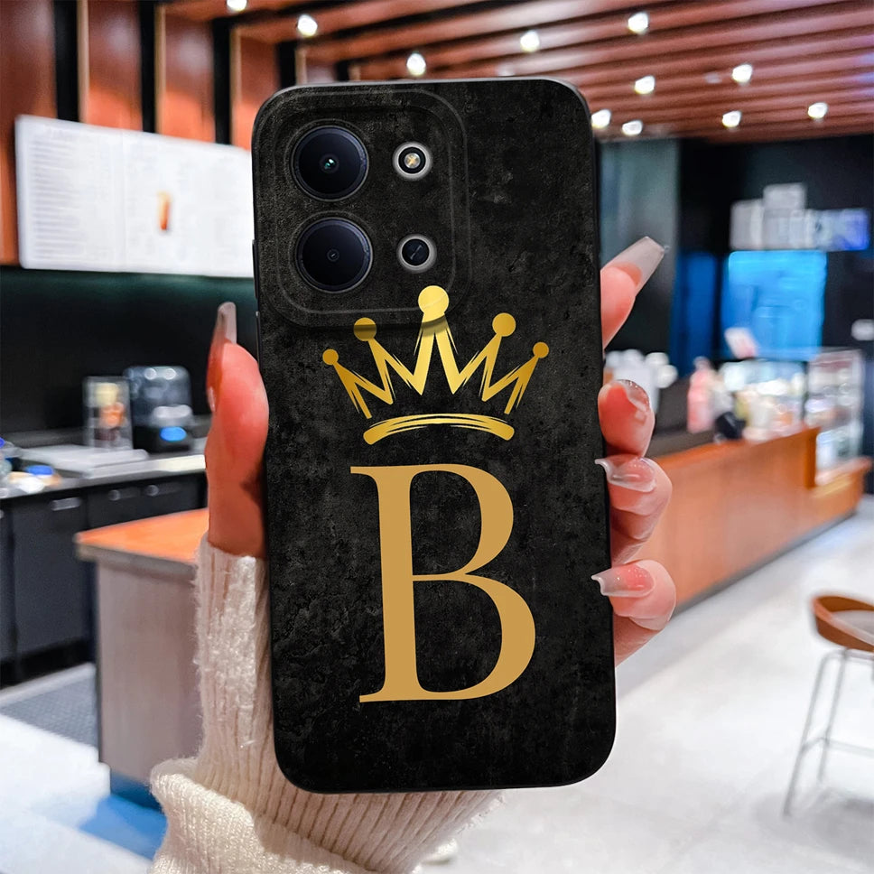 For Redmi 15C 4G 5G Couple Phone Case Fashion Crown Letters Protective Back Cover For Redmi15C Soft Smooth Liquid Silicone Funda