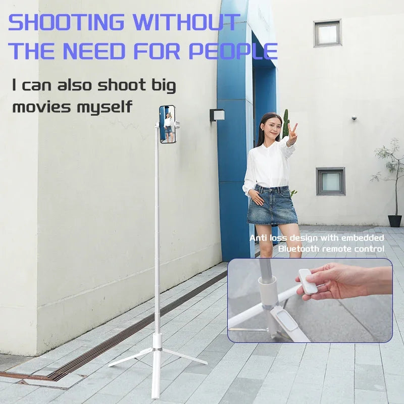 Selfie Stick 1.75 m Ultra Long Stretch Portable Automatically Open Upon Landing Phone Holder Bluetooth Remote Trir Live Broadcas