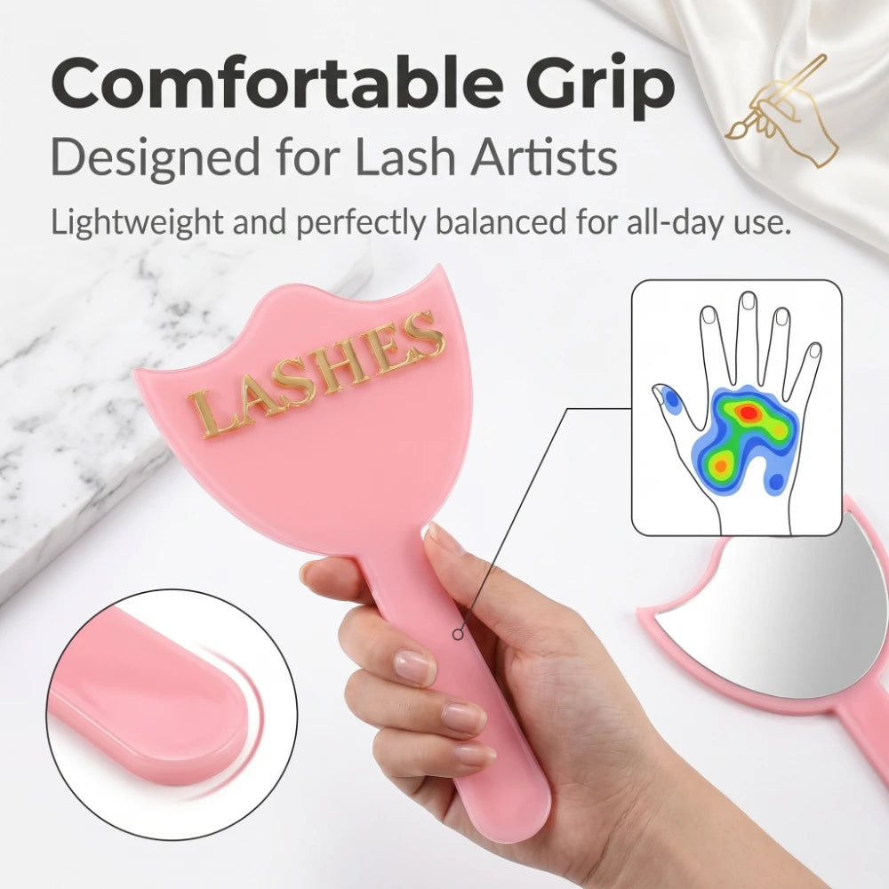 HD Glass Lash Extension Mirror with Handle, Precision Makeup Mirror for Lash Artists & Salon Use, Wholesale