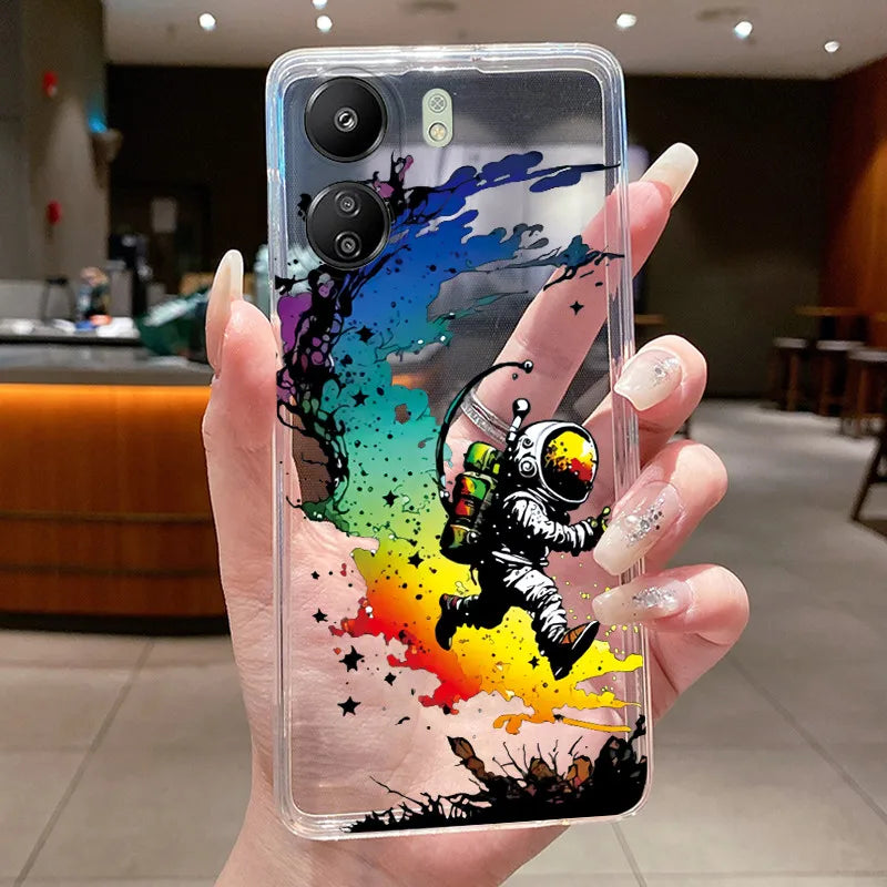 Case For Xiaomi Redmi 13C Poco C65 4G Capa Flower Butterfly Phone Casing Redmi13C Poco M6 5G Soft Silicone Transparent TPU Cover