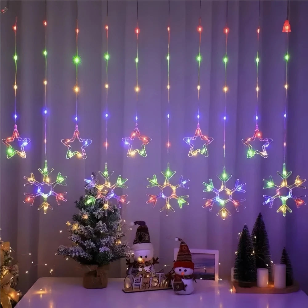 Christmas Lights Curtain Fairy String Lights 3M USB Powered Remote 8 Modes LED Window Decorations for Home