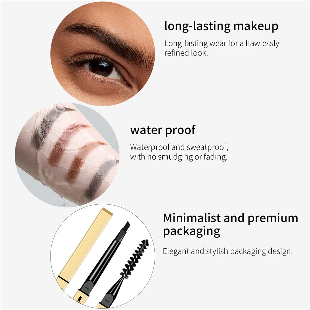 1/5Pcs Small Gold Bar Double-ended Eyebrow Pencil 3D Eyebrow Shape Long-lasting Without Smudging Slender Natural Makeup Pen