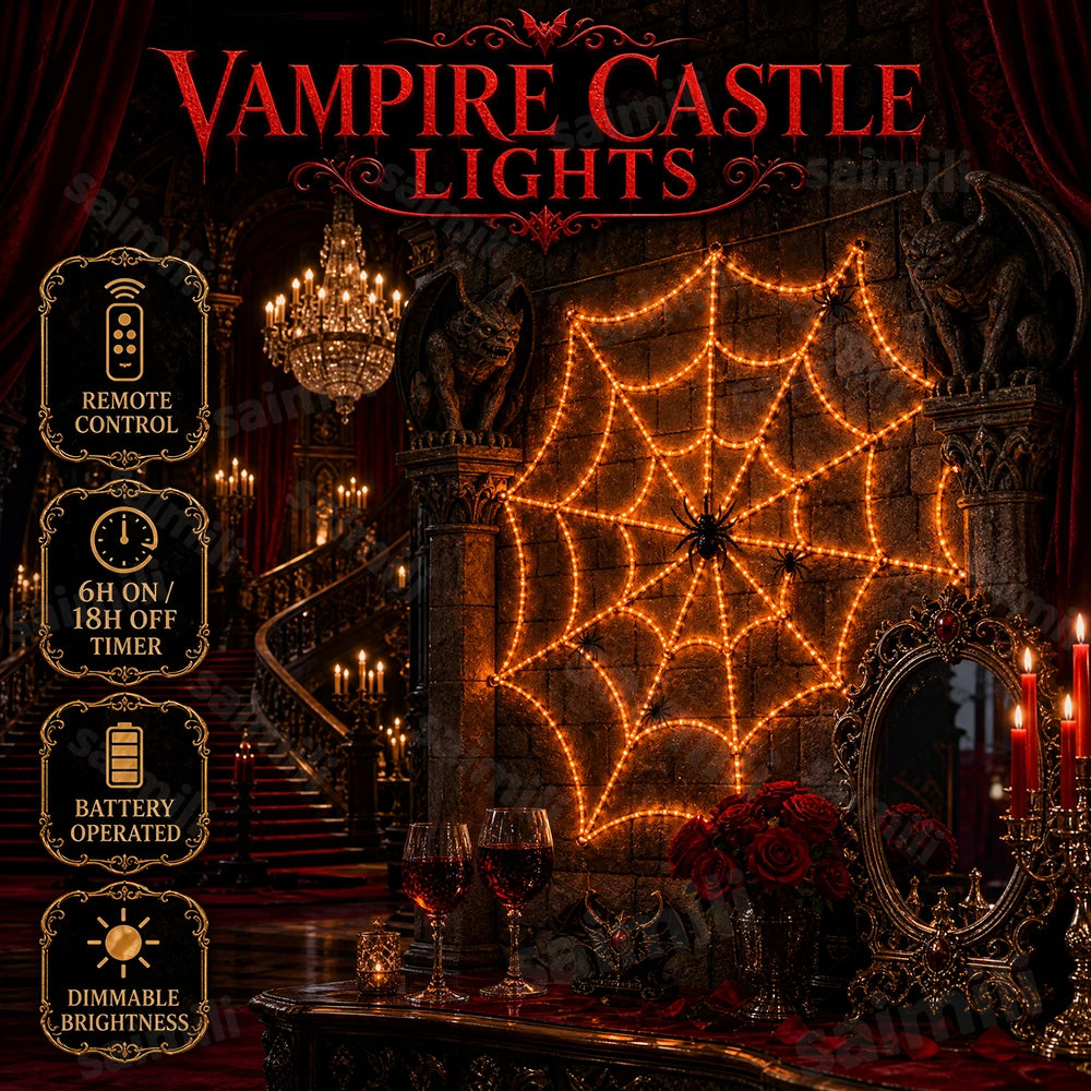 Halloween Remote Control Spider Web LED Lights 70LED Battery Hanging Light For Ghost Festival Party Home Holiday Wall Decor Lamp