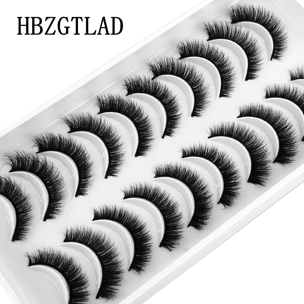 New 10 Pairs 3D Faux Mink Lashes Natural Long Soft Short Lashes Handmade Fake Lashes Makeup Tool Eyelashes Extension Maquiagem