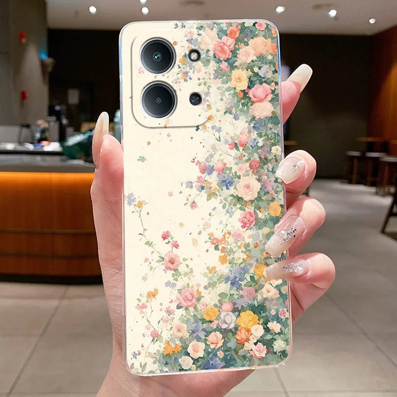 New For Redmi 15C Poco C85 4G Case Clear Luxury Fashion Butterfly Flower Soft TPU Silicone Phone Cover For Redmi15C PocoC85 Case