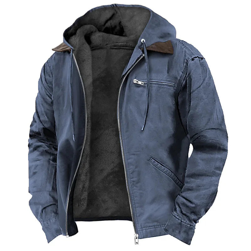 American European New Fashion Men’s Casual Trendy Solid Color Zipper Simple Cotton Padded Jacket Male Loose Coats Parkas Clothes