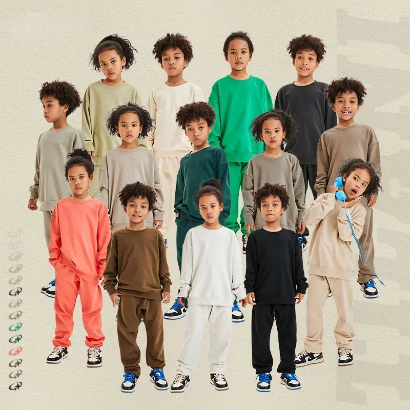 Cotton Boys Girls Trousers Teen Kids Sweatpants Autumn Winter 2026 Casual Elastic Waist Unisex Children Sport Pants 10 12 Years