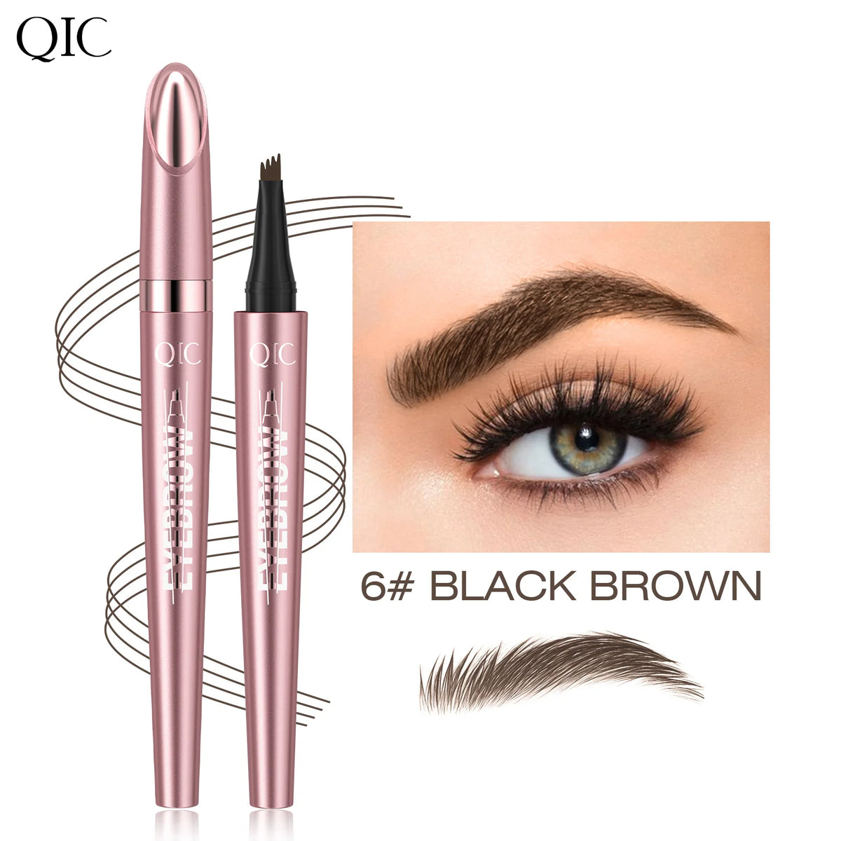 6 Colors 1pc Eyebrow Pen Waterproof 4 Split Tip Eyebrows Pen Eyebrow Tattoo Pen Waterproof Liquid Black Eyebrow Makeup Pencil