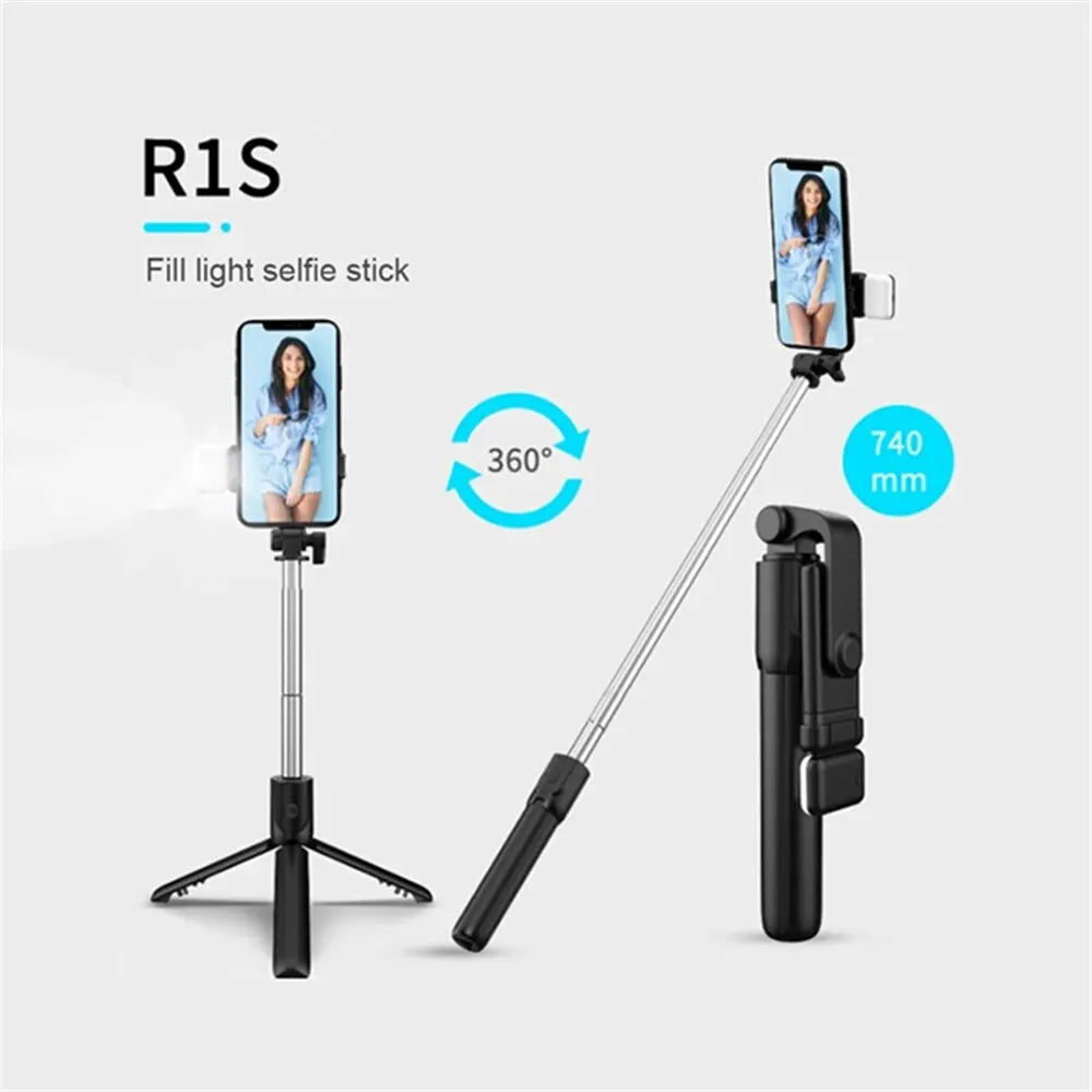 Selfie Stick Foldable Portable Tripod With LED Fill Light Bluetooth Shutter Remote Control For Mobile Phone Vlog Shooting Record