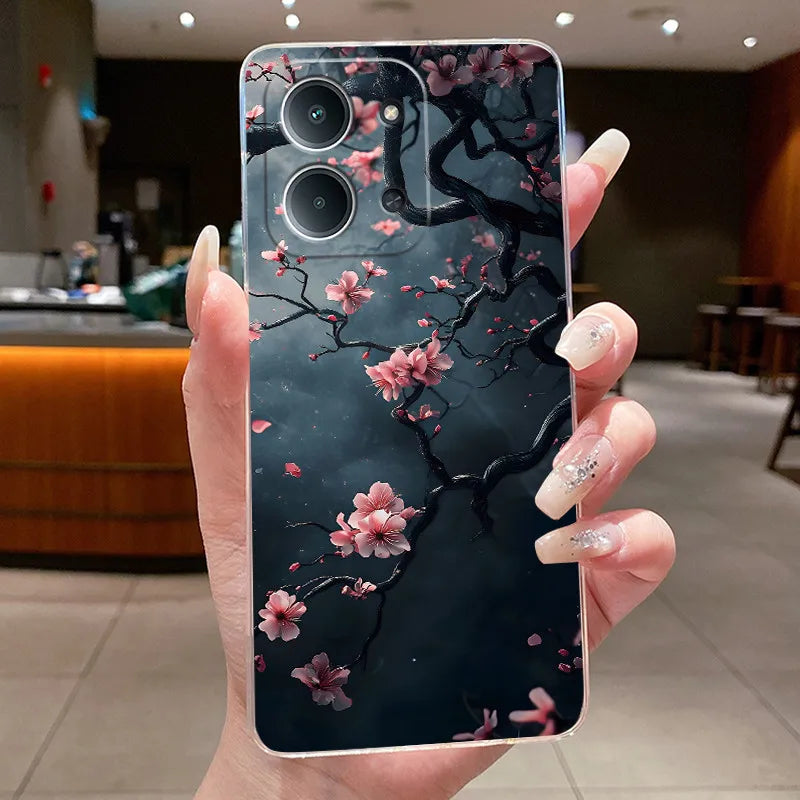 Jelly Case For Redmi 15C 4G 5G Flower Butterfly Phone Funda For Xiaomi Poco C85 4G Soft Silicone Cases Transparent TPU Cover