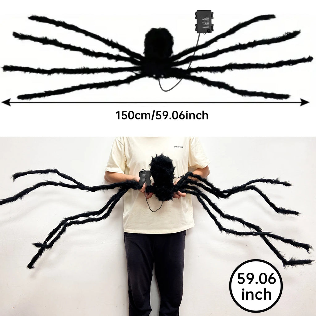 1pc Halloween Big Spider Lights 144LED Giant Spider Outdoor Waterproof 8 Modes For Home Garden Party Yard Haunted Decoration