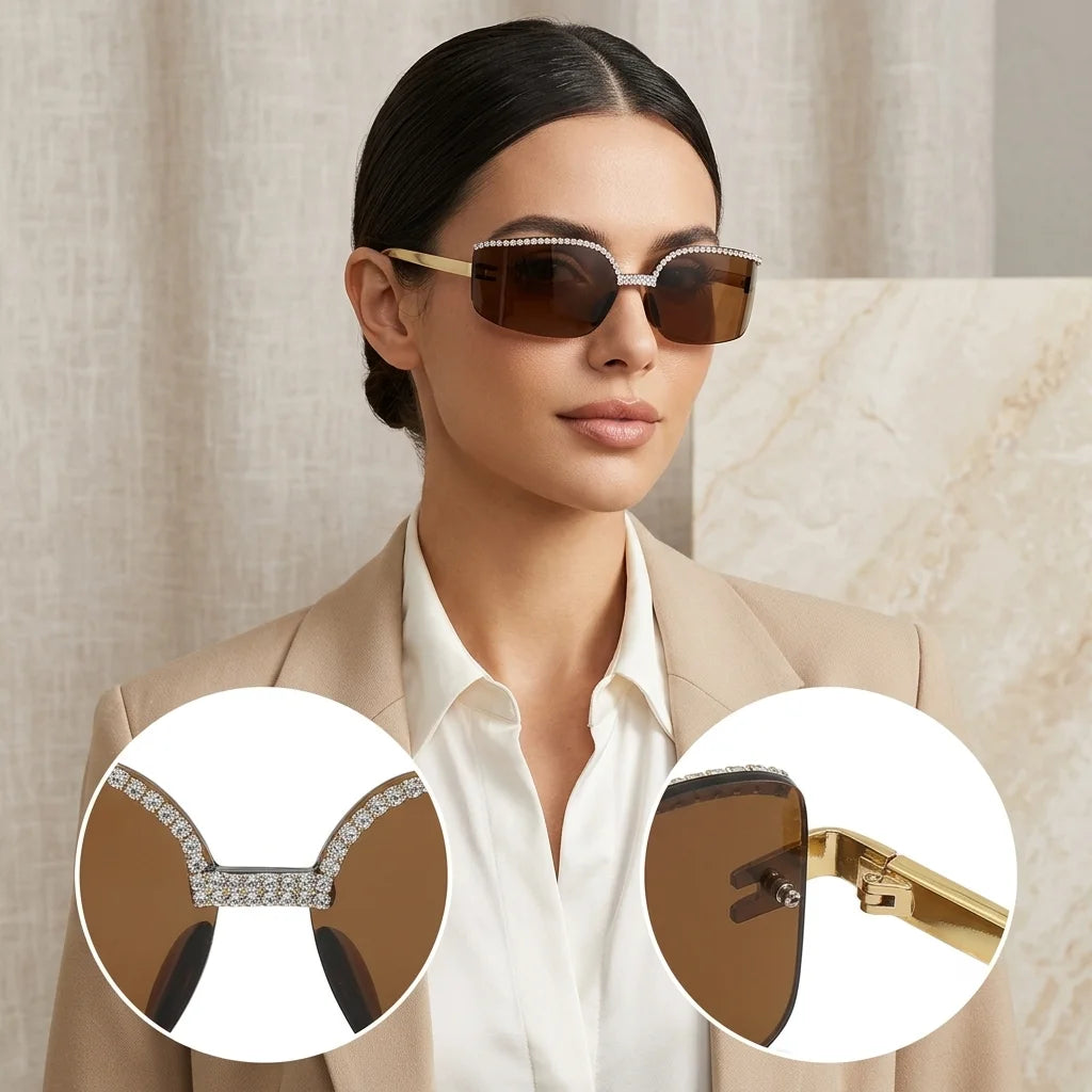 Outdoor Travel Eyewear Reliable Uv400 Sunglasses Rhinestone Square Sunglasses Lightweight Pc Frame Sunglasses For Parties