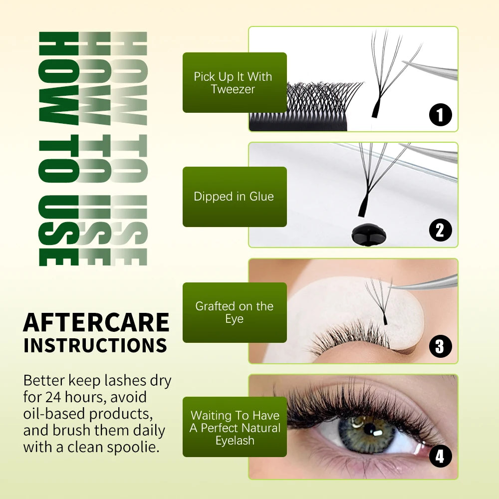 FADVAN Double Tips 6D 8D 10D W Shape Eyelashes Extensions Natural Volume Fans Eyelashes Makeup Tools