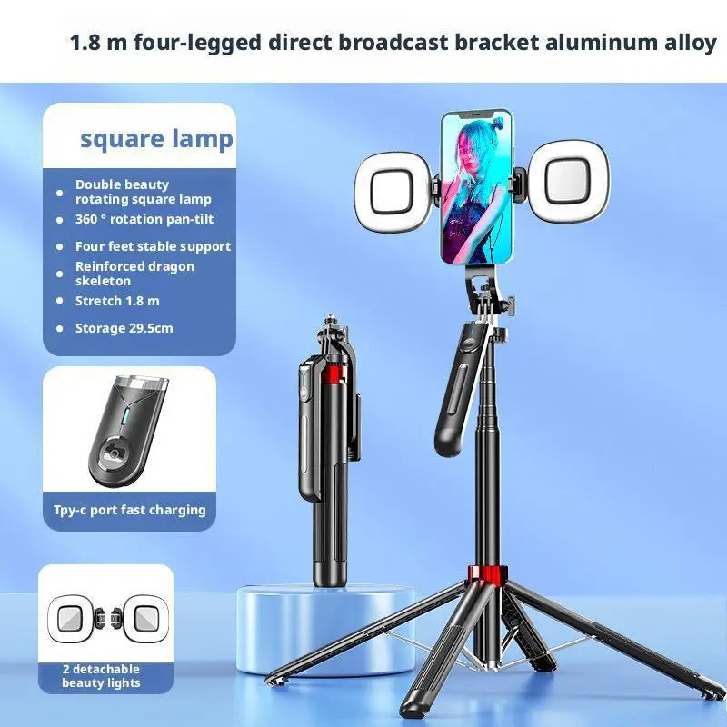 1.8m Phone Tripod and Selfie Stick  with Wireless Remote & Extendable Phone Mount Compatible with IPhone/Android