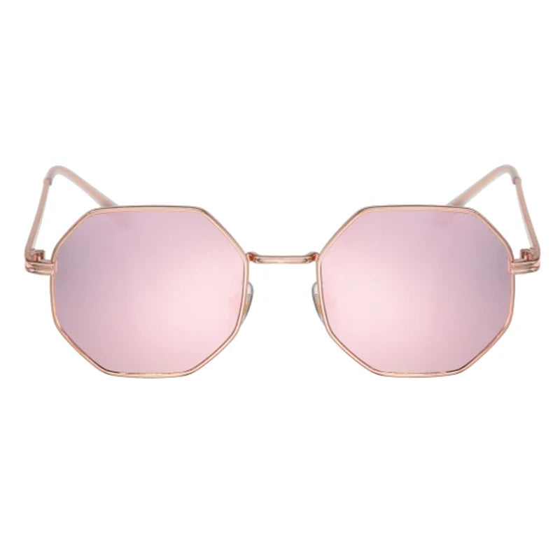 Sunglasses Women UV400 Mirror Lens Vintage Square Metal Alloy Frame Small Polygon Anti Glare for Men Ladies Sun Glasses Fashion