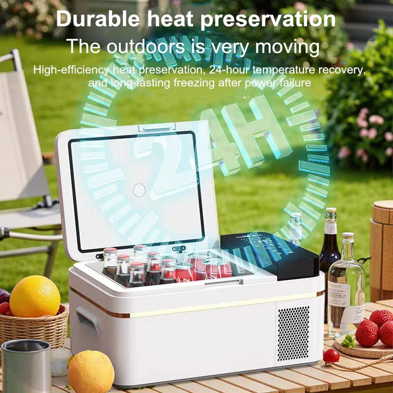 12V/24V Portable Car Refrigerator - Compressor Cooling & Freezing, 30L Mini Fridge for Outdoor/Truck/Home, Dual-Power Energy