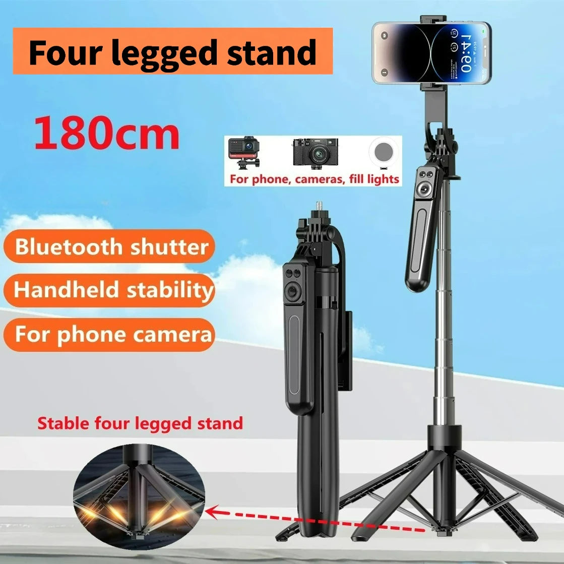 1.8m Selfie Stick Extendable Wireless Bluetooth Remote Portable Smartphone Tripod Stand Mount For iOS Android Phone
