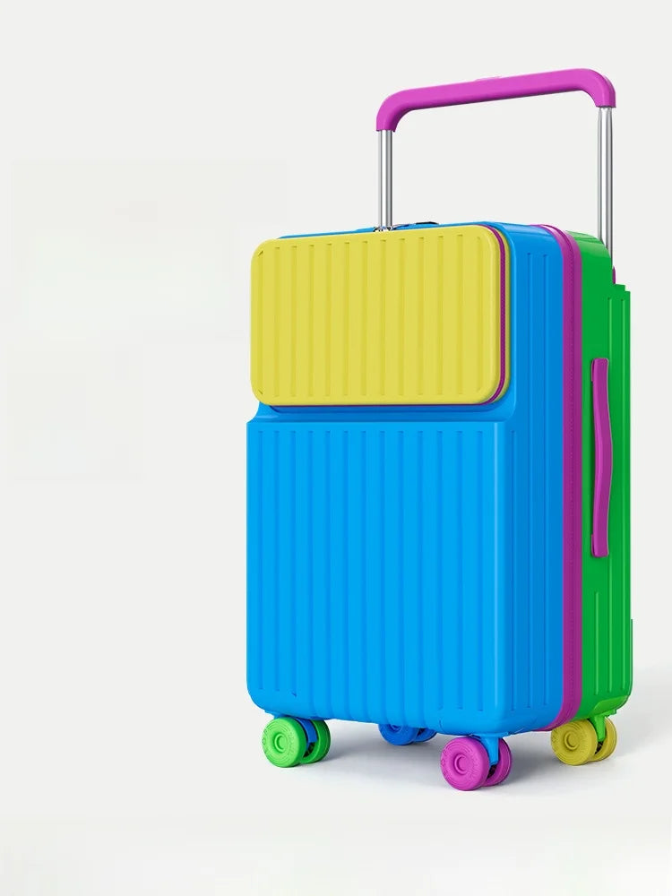 New Thickened Front Opening Luggage Suitcase Durable Travel Bag with Aluminum Alloy Handle for Students And Business Trips